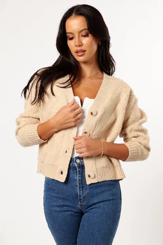 Veda Stripe Cardigan - Beige