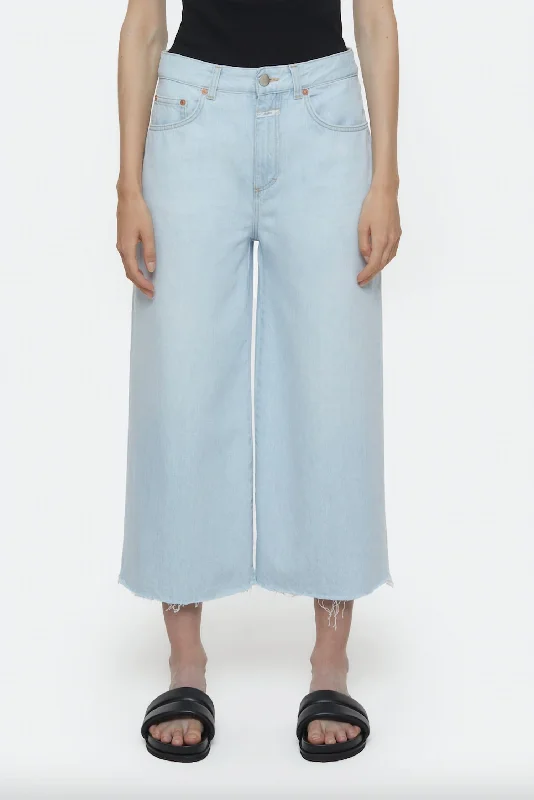 Lyna Wide Cropped Jeans In Light Blue