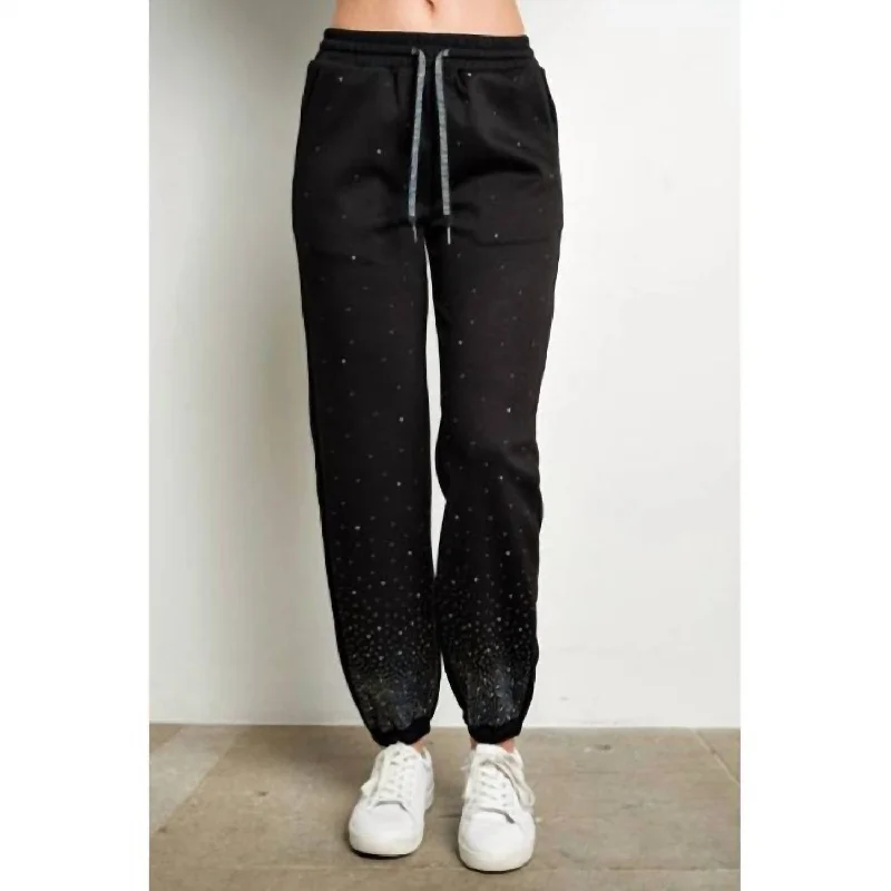 Rhinestone Embellished Jogging Sweatpants In Black