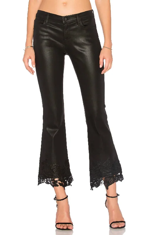 Selena Mid Rise Crop Boot Jeans In Black Lace