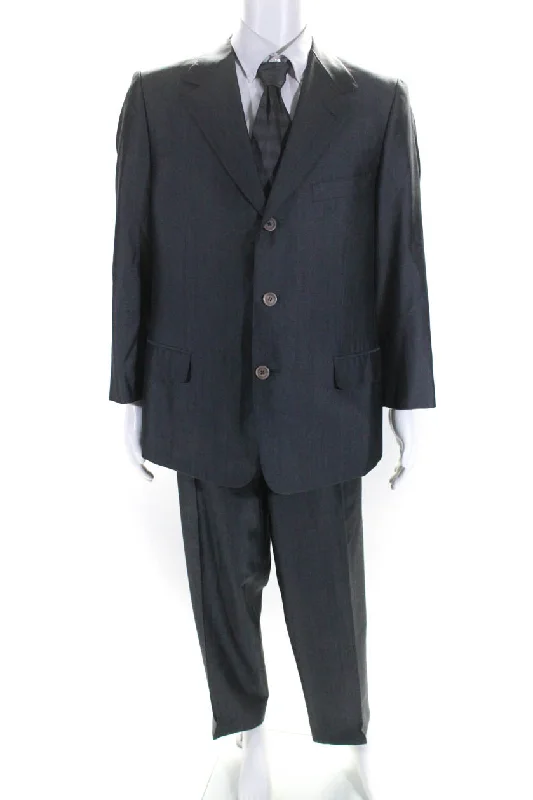 Gianni Versace Mens 2 Piece Three Button Suit Gray