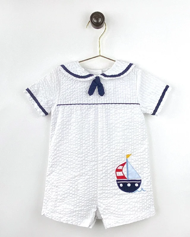 Seersucker Sailboat Romper